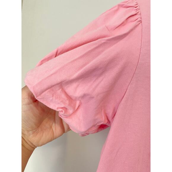 A.L.C. Poole Puff Sleeve Top Tee Shirt Cotton Pink Size S - Picture 6 of 8